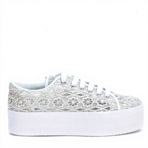 Sneaker Jeffrey Campbell Zomg Lace Panna Tela Plateau Donna