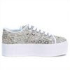 Sneaker Jeffrey Campbell Zomg Lace Panna Tela Plateau Donna