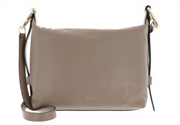 Borsa a tracolla Furla Claris Lux pelle vitello grigio talpa