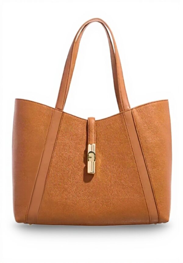 Borsa a spalla Furla Shopping Goccia mini pelle Brandy