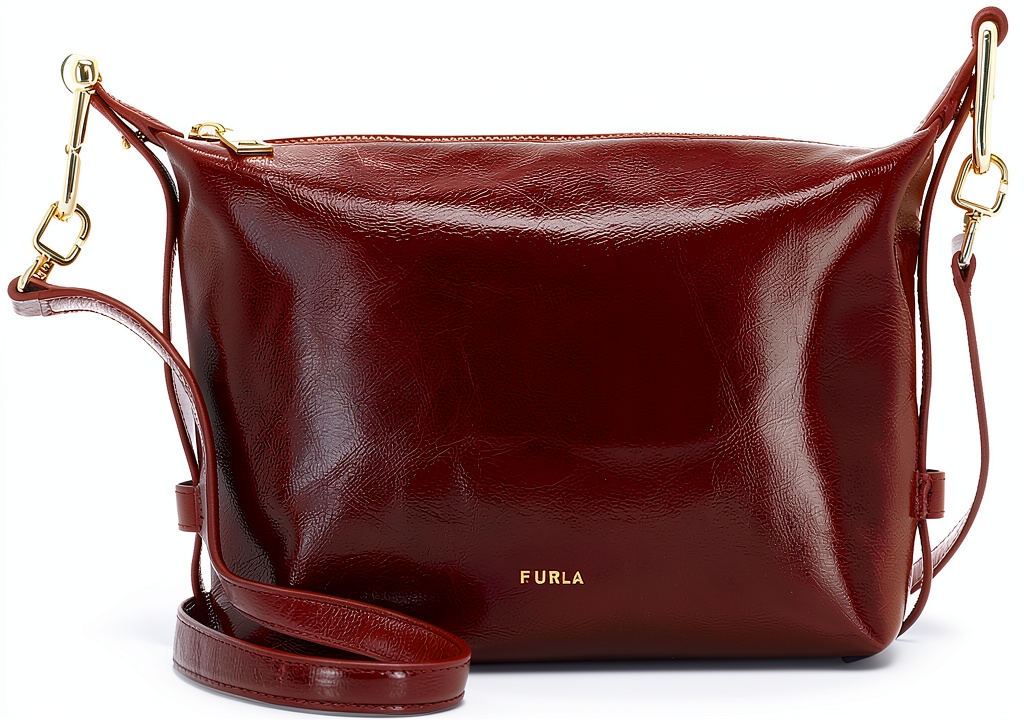 'Furla Tonie Vernice borsa a tracolla Rubino vista frontale'