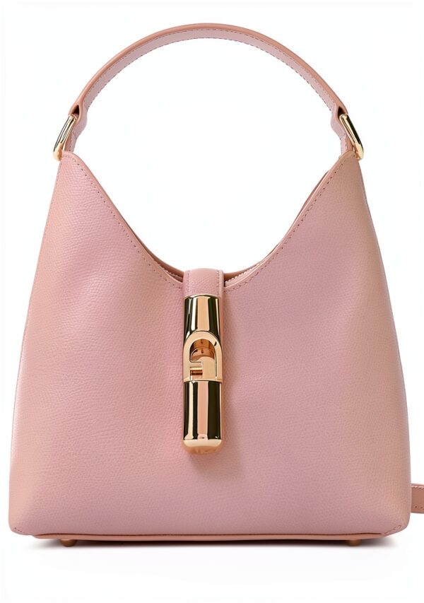 Borsa a spalla Furla Mini Hobo pelle rosa polvere donna